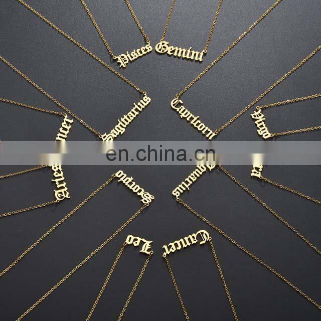 Rose Gold Plated Zodiac Sign Stainless Steel Necklace