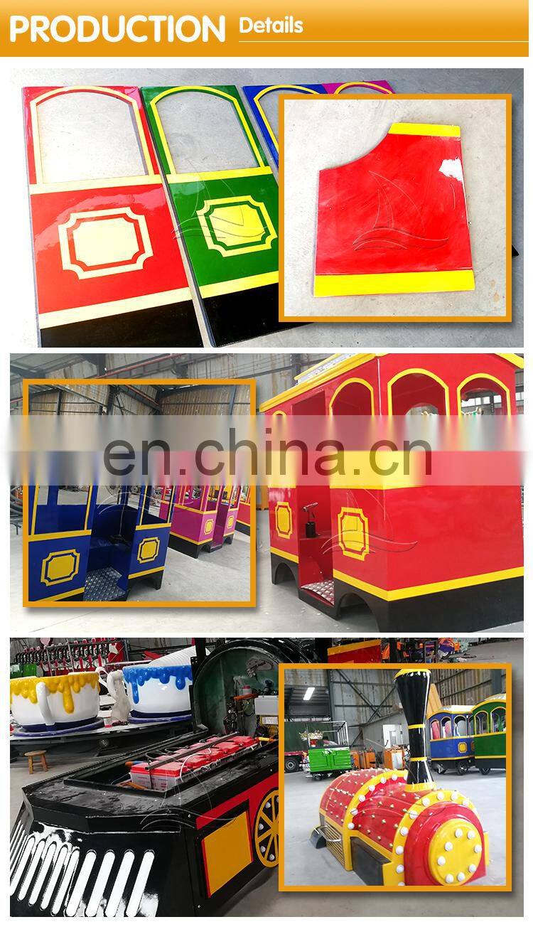 Attraction kids steam old fashion battery operated trackless train mini train set manufacturer