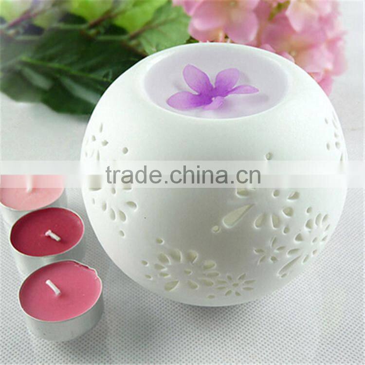 China Round Ceramic Candle Burner / Tart Oil Warmer Pure White Aroma Diffuser/Payment protection candle holder