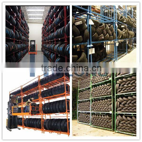 Movable metal stacking tire rack