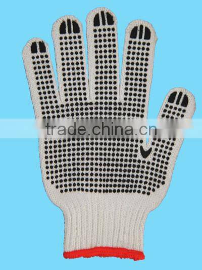 20' black pvc dotted cotton knitted working glove