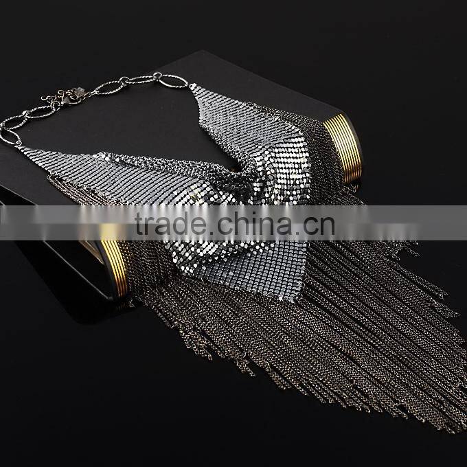 latest jewelry fashion Alloy gold charming chain tassel wholesale chunky statement necklace