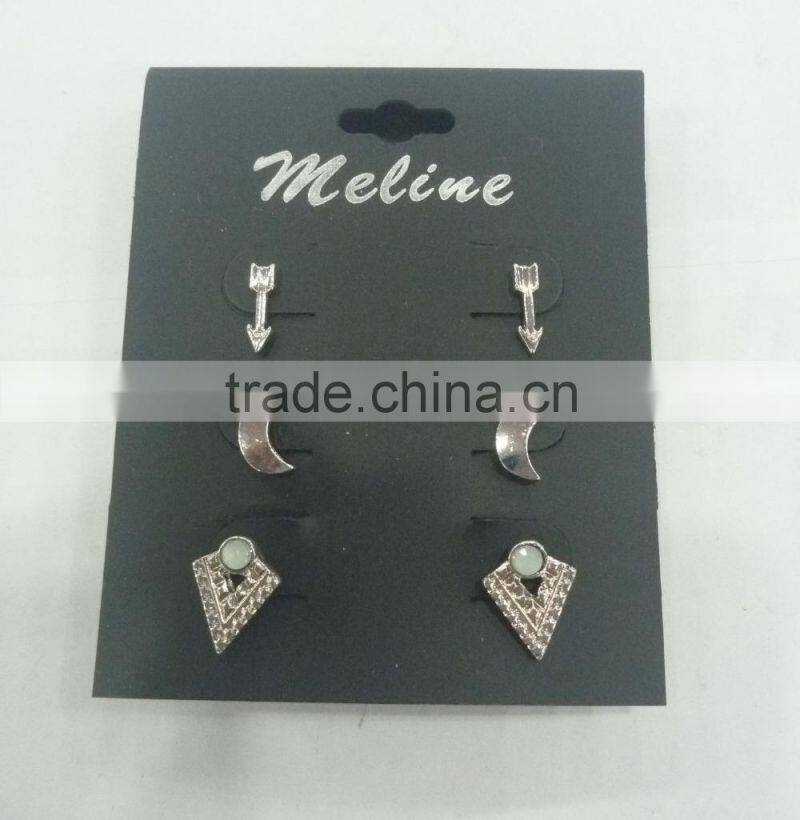 TRIO EARRING,ARROW,MOON,TRIANGLE