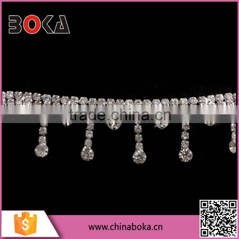 BOKA clear rhinestone fringe chain trimming