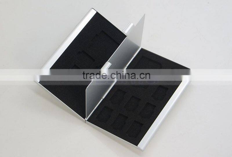 Silver Aluminum Memory Card Case COVER for MicroSD Card SD SDHC CARD 10TF+3SD Card Case