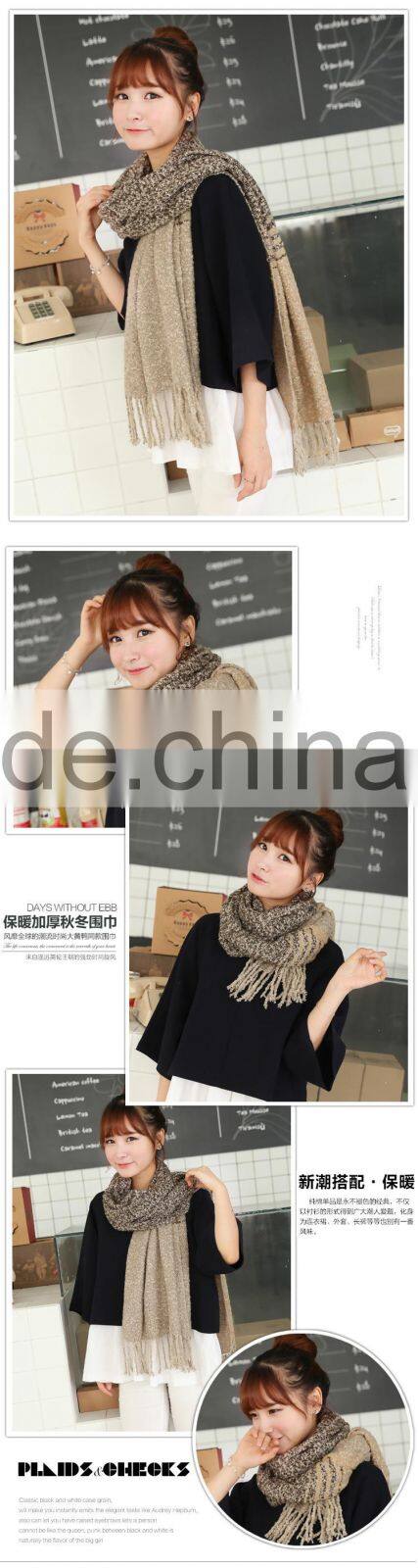 Wholesale Coral Fleece Striped Woven Warm Winter Women Shawls