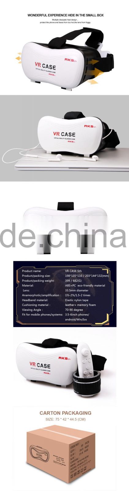 VR Case 5th headmount 3D Glasses Virtual Reality 3d glasse Headset for Mobile Phone with bluetooth remote controller II