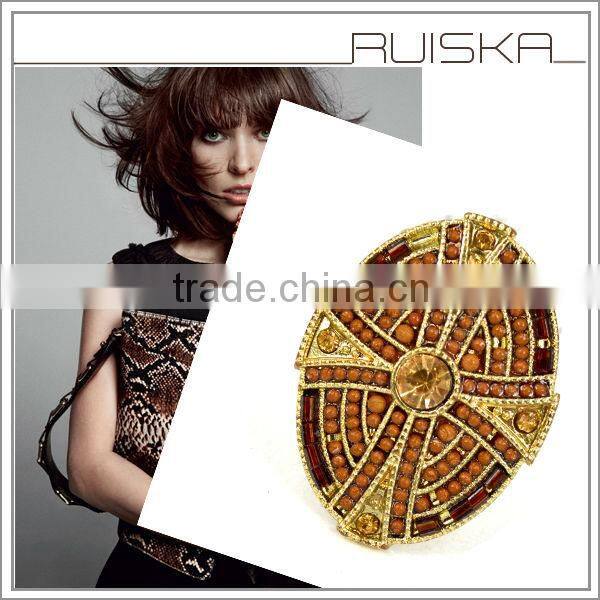 Gold Plated Many Beaded With Crystal Cross Ring