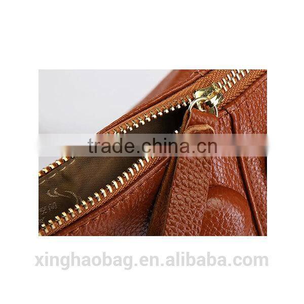 Genuine leather triangle shaped backpack for lady