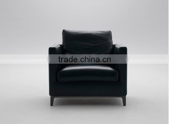 Modern elegant leather sofa set in black New design 2016