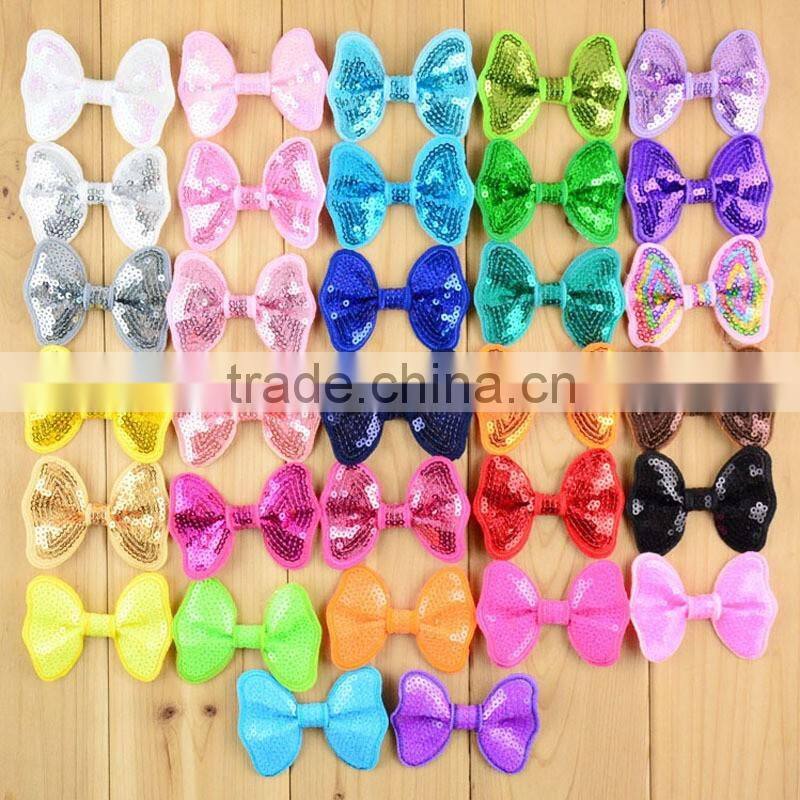New style baby large sequin Bow hair clips boutique sequin Bow With Clip for hair accessory CB-3382