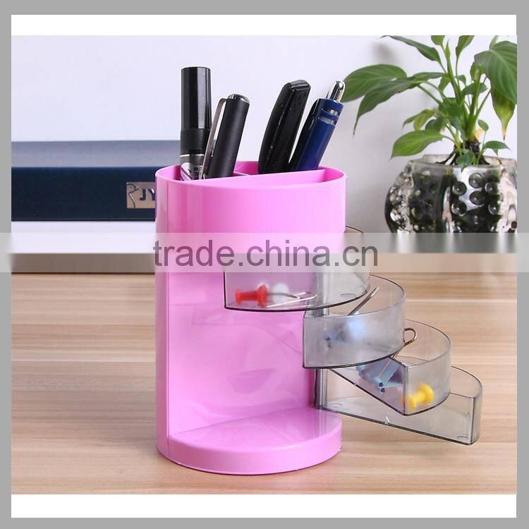 School supplies custom cheap plastic desk pen container creative pen holder