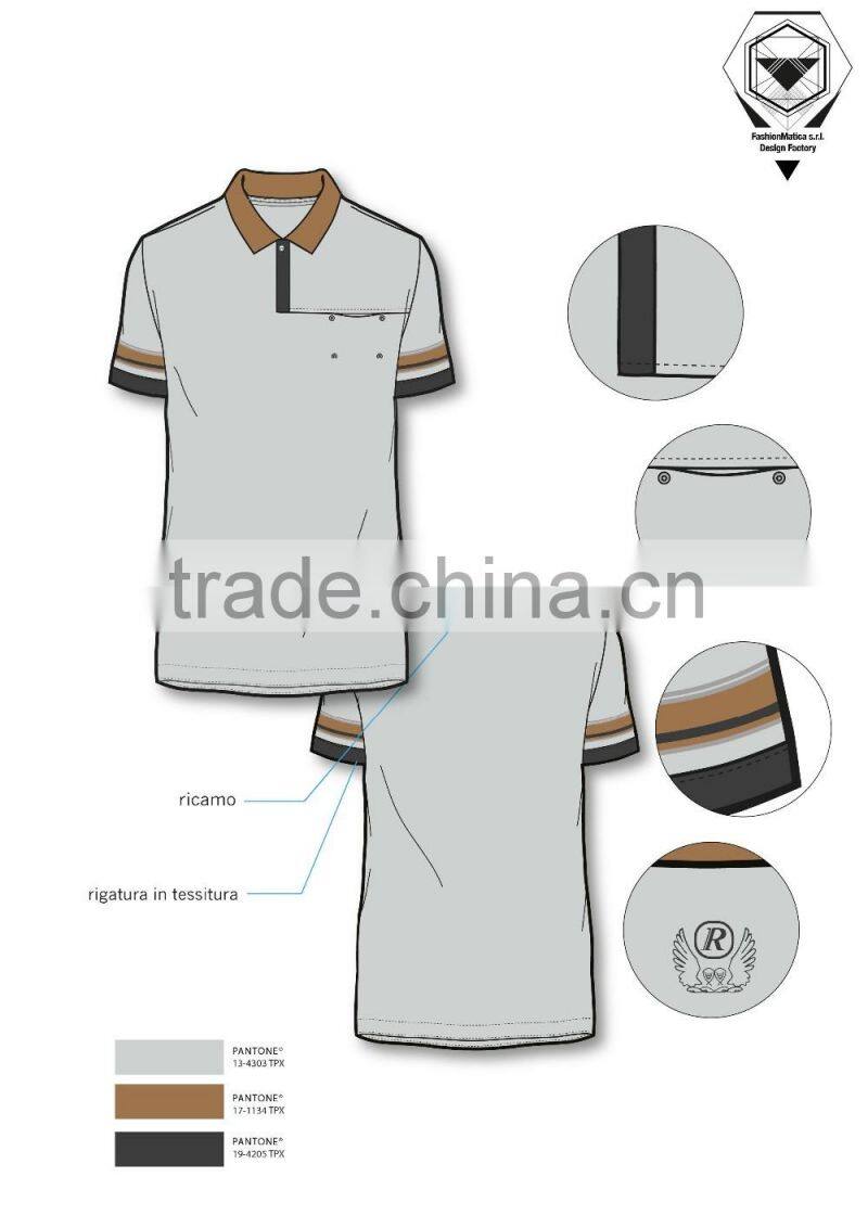 Men's fashion polo shirt with placket Italy design ODM service