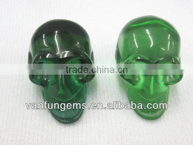 Wholesale Green Glass Carving Skull