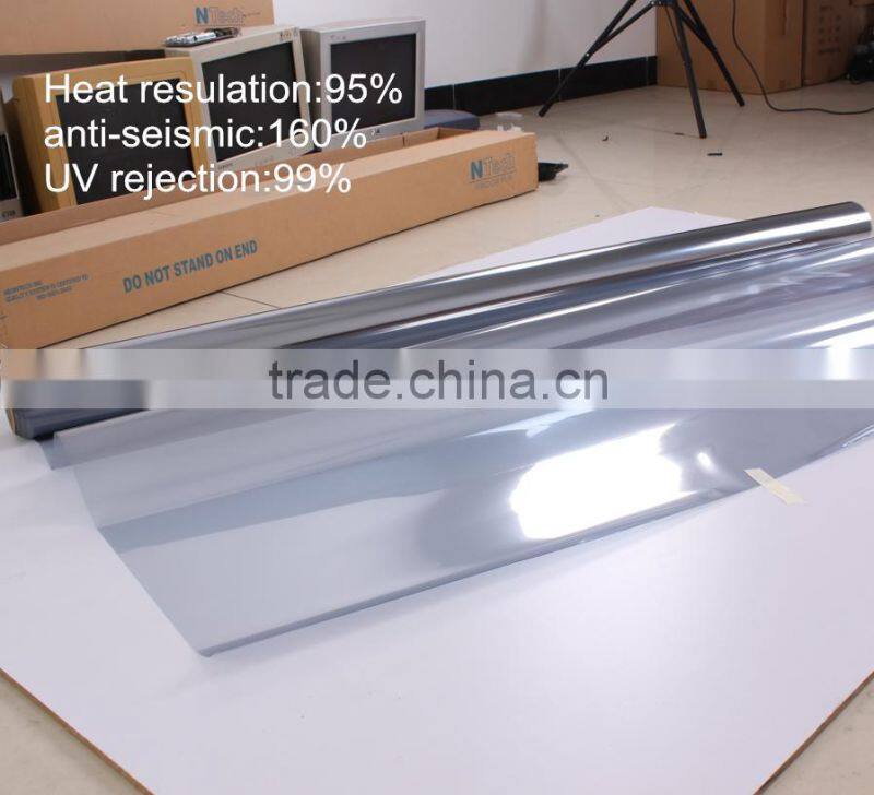 55% Heat insulation one way vision self-adhesive mirro film, anti-explosion sliver