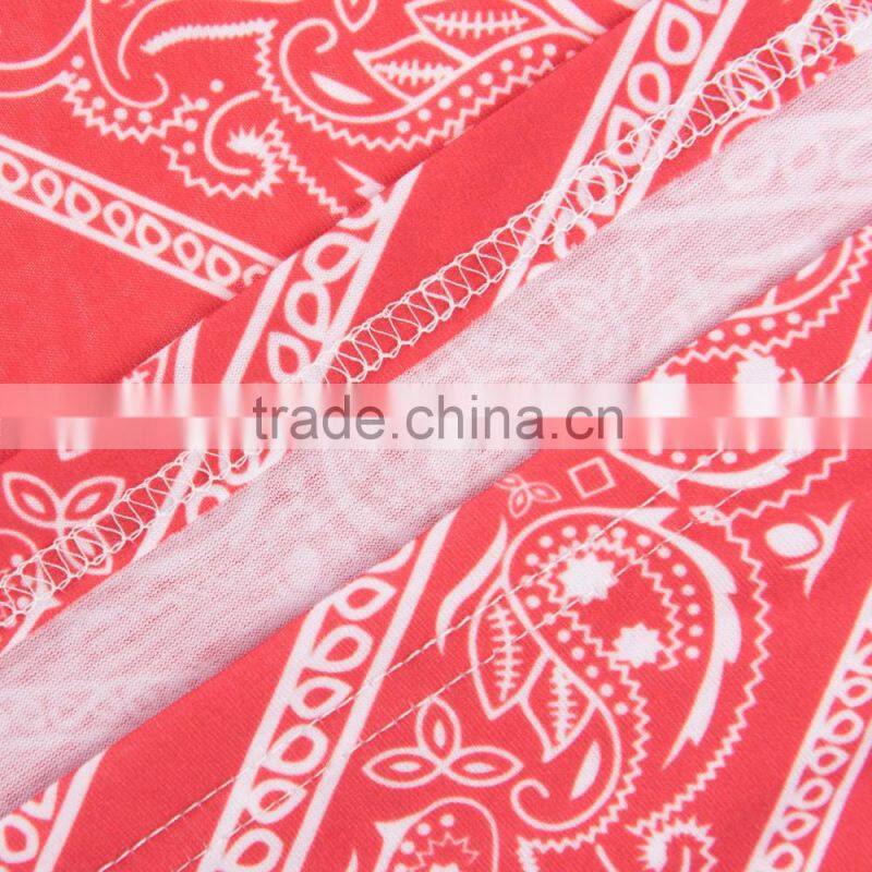 OEM Brand New 3D Print Bandana Red Latest Women Sublimation Printing T-shirt