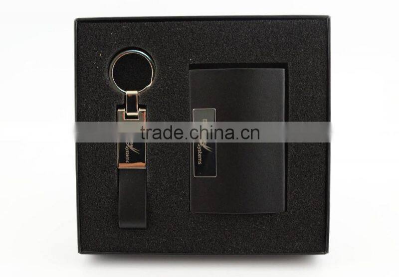 Engraved Set of Business Card Holder and Key Chain - Customized Personalised Gifts Idea
