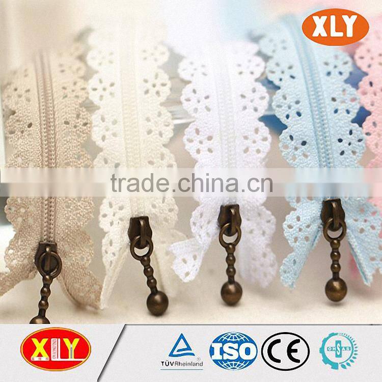 Flower border open end custom metal zipper for garment