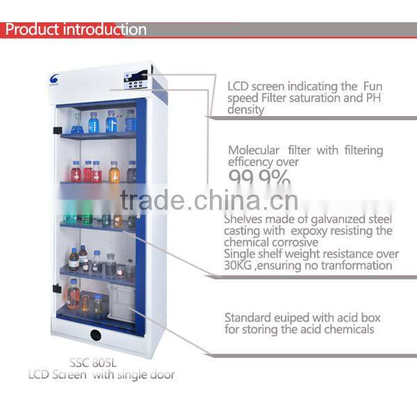 Fixed with LCD Screen and Compartment ,SSC 805LS ductless filtering chemical storage cabinet
