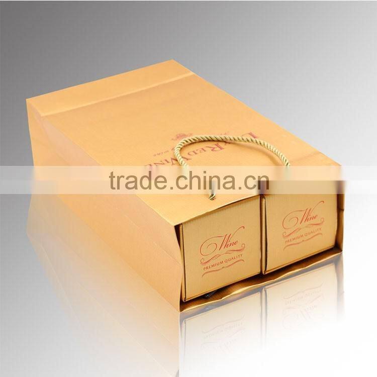 Corrugated portable custom paper wine box bottle packaging custom high quality wine gift box packaging