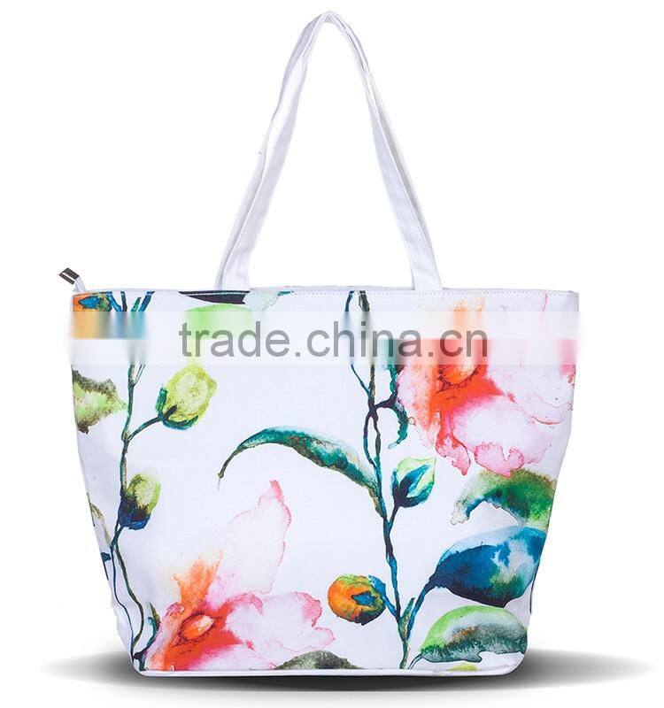 New Arrival Female Canvas Tote European Style Floral Printing Women Handbag Canvas Beach Bags For Girls Bolsa Feminina