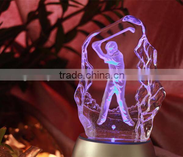 Clear Crystal 3D Laser Engraving For Glof crystal iceberg