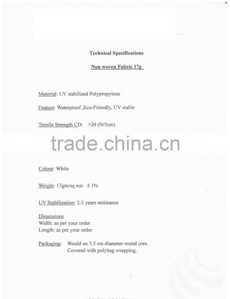 Agriculture Use Biodegradable 100% PP Spunbond Nonwoven Fabric Price