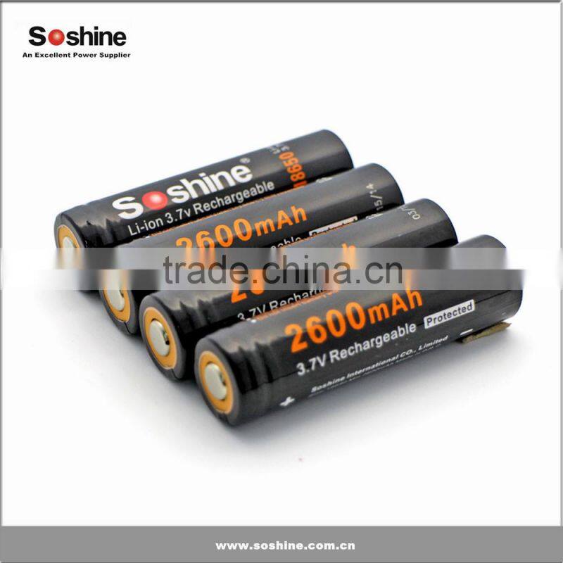 china supplier Soshine 18650 260mah battery lithium battery 3.7V for mini segway wholesale
