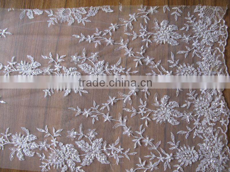 hot cheap embroidered soft tulle/tulle african fabric lace fushia pink/beaded lace applique motif/