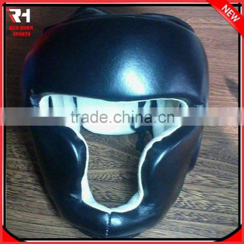 Premium Cowhide Leather MMA Head Guard Black / Red / White / Blue