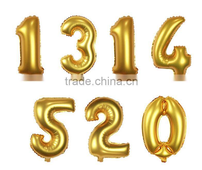 middle size 30 inch number balloon shiny gold color foil balloons for party decoration globos