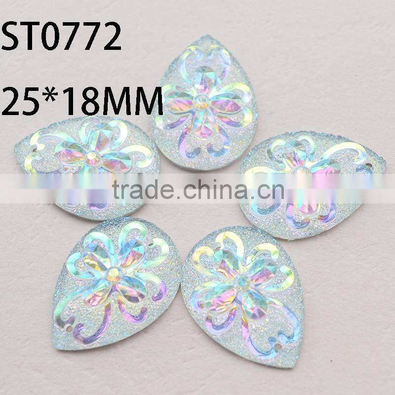 Flatback Gemstone Cabochon 18*25 mm Teardrop Sew On Crystal AB Rhinestone ,Earring Pendent Baeds