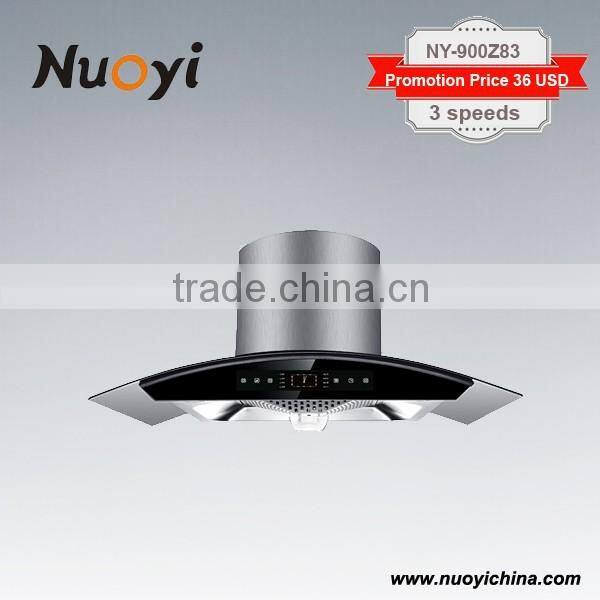 Tempered Glass self venting Commercial range hood