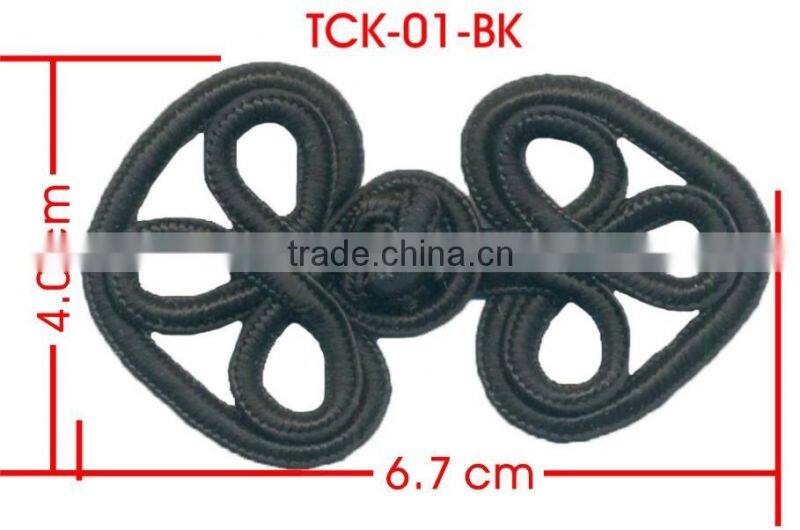Height 4 Centermeter All Black Sew On 100% Nylon Chinese Knot Frog Buttons