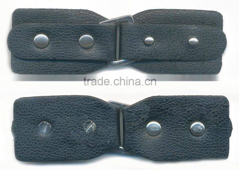 Rhodium Square Buckle Rhodium Stud Black Coat Leather Toggle Buttons