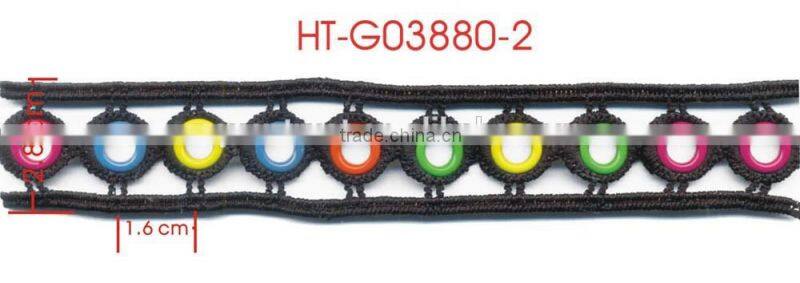 10MM Colorful Flat Grommet White Polyester Lace Metal EyeletTrimming