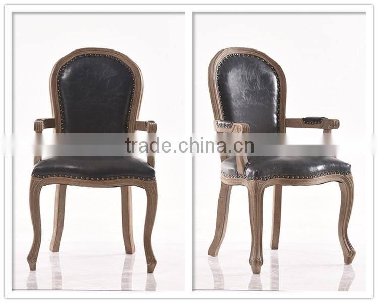 Alibaba furniture antiqued carved leather wooden armchair