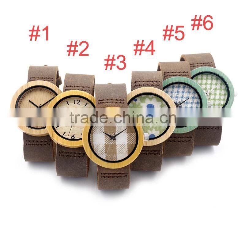 WJ-5353 Japan movement newest special genuine leather strap wood dial unisex watches