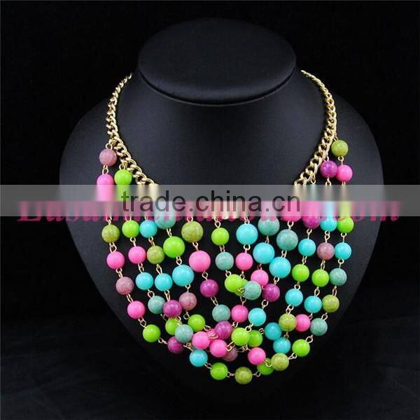 Multi color bead necklace designs/candy color beaded necklace
