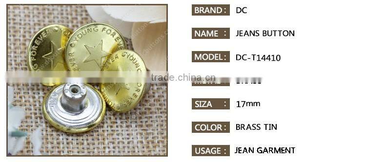 17mm fashion metal custom jean blue button for jacket