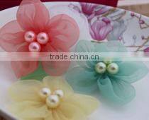 chiffon Gauze flower with diamond DIY Accessories 6.5CM 16 colors