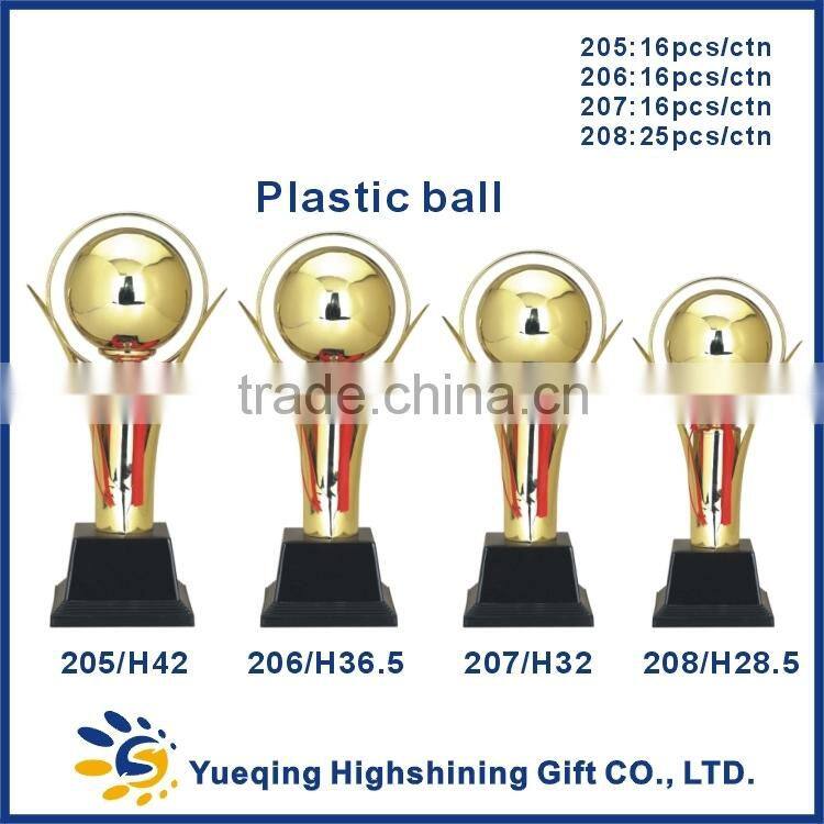 High quality metal competition souvenir trophy and award with plastic ball