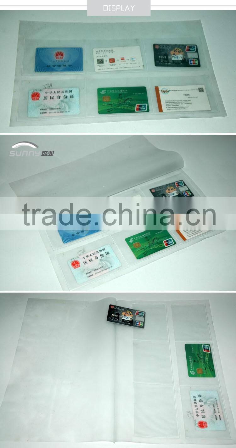 Eco-friendly Frosted PVC Card Holder Foldable 6 Pockets Card Bag