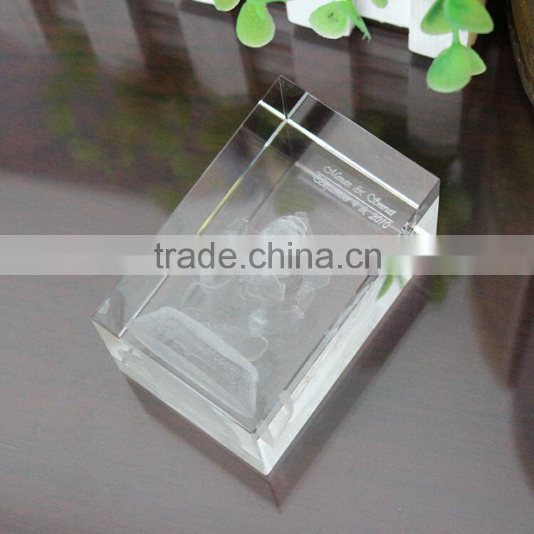 2015 clear cheap 3d crystal laser engraving gift