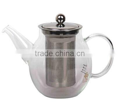 1000ml borosilicate glass tea pot with stainless steel strainer