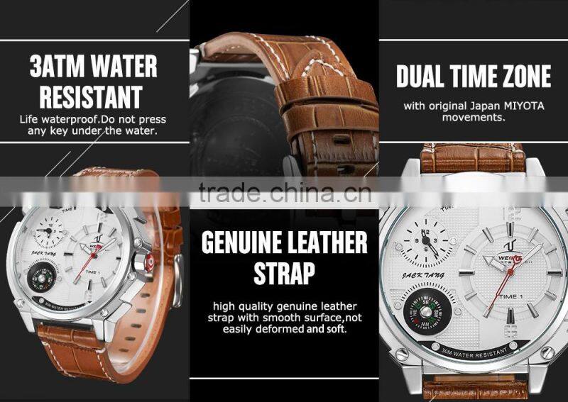 WEIDE Japan Movement Quartz Watch Sr626sw 3ATM Water Resistant Digital Watch Genuine Leather Strap Quartz Watches Men