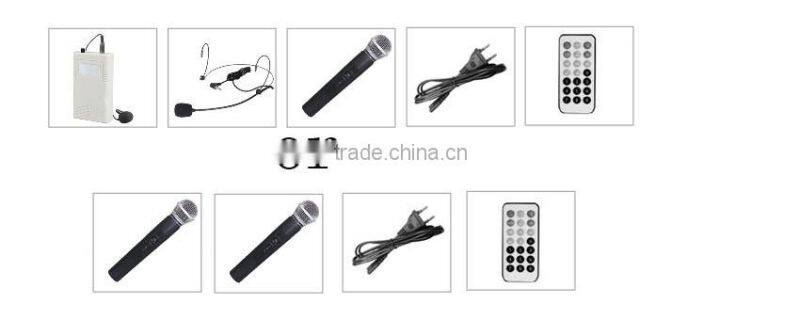 VHF infrared frequency auto-search , 15 inch CH-selectable system, bluetooth speaker, wireless PA amplifier