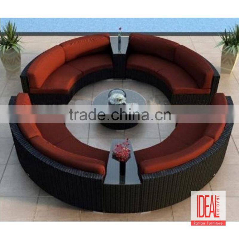2016 hot sellling good quality rattan outdoor furniture half round sectional sofas