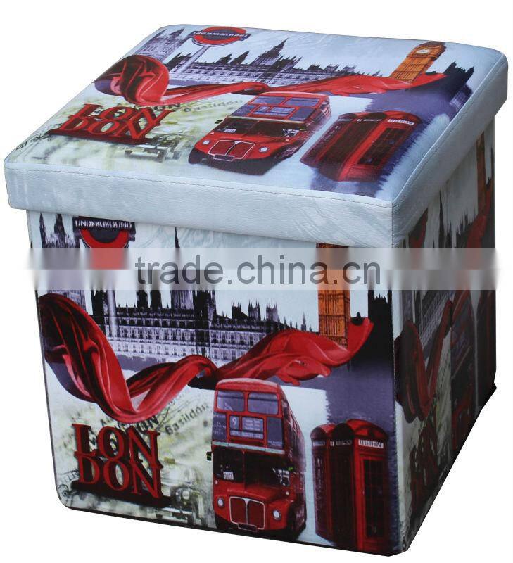 Bedroom furniture! Colorful printing folding storage ottoman