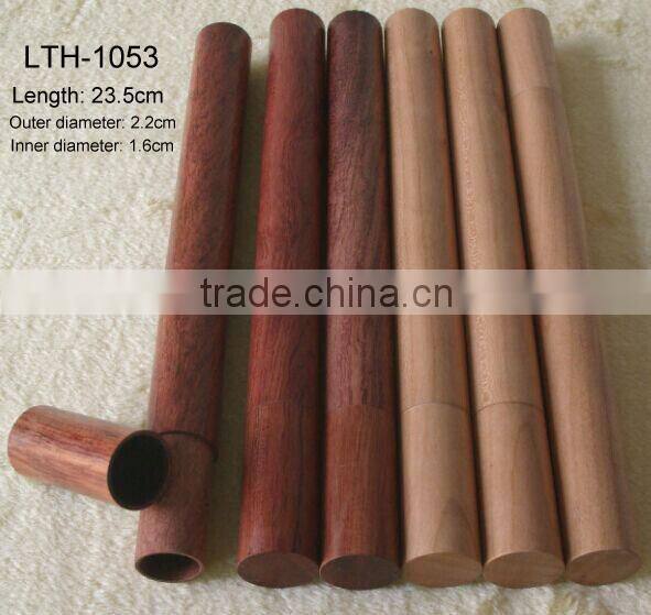 Round cigar travel tube Natural wooden tubes